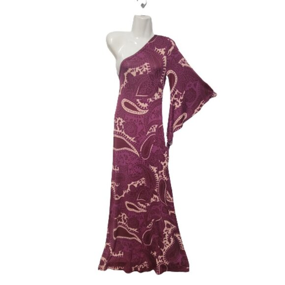 Sexy Cocktail Gown Purple Maxi One Shoulder Figure Hugging Long Dress   Size S/M - Picture 4 of 7